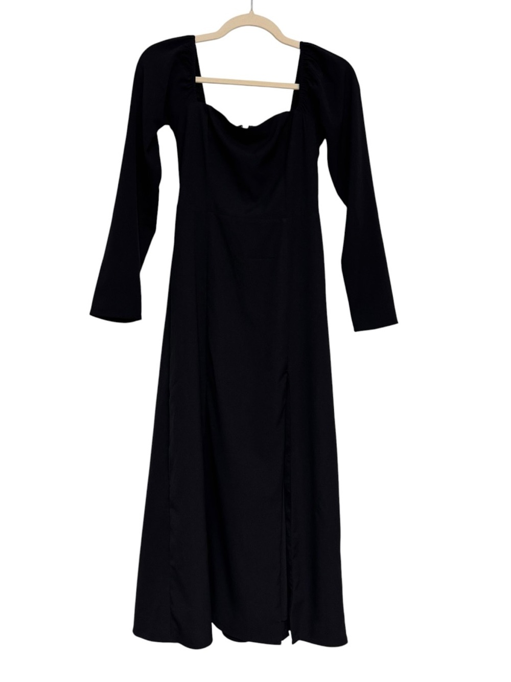Abercrombie & Fitch Black Long-Sleeve Square Neck Midi Dress - Picture 2 of 13